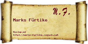 Marks Fürtike névjegykártya